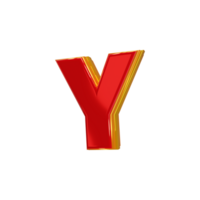 lustroso vermelho alfabeto com amarelo 3d carta y png