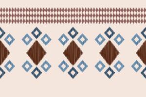 Ethnic Ikat fabric pattern geometric style.African Ikat embroidery Ethnic oriental pattern brown cream background. Abstract,vector,illustration.Texture,clothing,frame,decoration,motif,carpet. vector