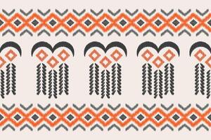 Ethnic Ikat fabric pattern geometric style.African Ikat embroidery Ethnic oriental pattern brown cream background. Abstract,vector,illustration.Texture,clothing,frame,decoration,motif,carpet. vector