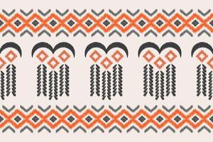 Ethnic Ikat fabric pattern geometric style.African Ikat embroidery Ethnic oriental pattern brown cream background. Abstract,vector,illustration.Texture,clothing,frame,decoration,motif,carpet. vector