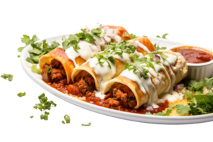 ai generado delicioso carne de vaca enchiladas en transparente antecedentes png