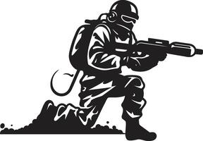 ExplosiveDefender Black Rocket Soldier Logo WarriorFury Soldier Firing Rocket Emblem vector