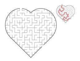 Heart Maze, a puzzle game with mazes.  A maze game. A maze with answers. vector