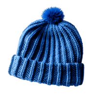 AI generated blue knitted hat isolated on transparent background ,knitted hat png ,generative ai