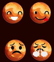 Set of cute venus planet emoticons. Venus character in different expressions. Can be use icon, logo, template, web design, vector