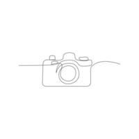 Camera continuous one line art outline drawing isolated on white background vector and illustration