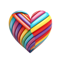 AI generated A heart relief with colorful stripes png isolated on transparent background