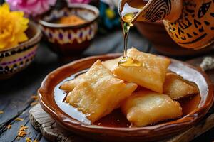 AI generated Honeyed Delight Sopapillas with a Mexican Folk Twist photo