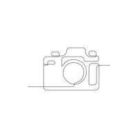 Camera continuous one line art outline drawing isolated on white background vector and illustration