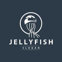 Jellyfish logo sea animal design with product brand inspiration simple minimalist line vector template