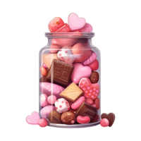 AI generated Jar Filled with Pink and Brown Candies. AI Generated Image png