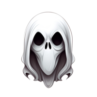ai generato Halloween cartone animato stile bianca fantasma fantasma viso fantasma mantello no sfondo Perfetto per Stampa su richiesta merce png