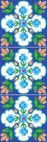 Vintage damask seamless ornamental watercolor blue floral paint tile design pattern. ceramic tile design style vector