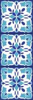 Vintage damask seamless ornamental watercolor blue floral paint tile design pattern. ceramic tile design style vector