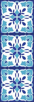 Vintage damask seamless ornamental watercolor blue floral paint tile design pattern. ceramic tile design style