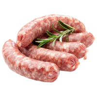 ai généré rangée non cuit saucisses isolé sur transparent Contexte png