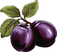 AI generated plum design illustration isolated on transparent background png