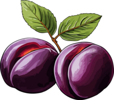 AI generated plum design illustration isolated on transparent background png