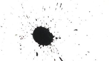 Dots of ink splattered on white background. Top view. Perfect assets for visual effects or transitios. video