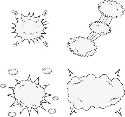 Comics Explosion Clouds. For Dialogue In Comics. Vector Illustration Set