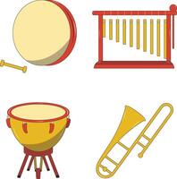 Musical Instruments Elements Set. Isolated On White Background vector