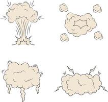 Set of Comics Explosion Clouds On White Background. vector