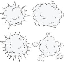 Comics Explosion Clouds Icons. Comic Chats, Cartoon Vector Illustration