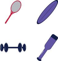 Sports Equiment Icons Set, In Flat Cartoon Style vector