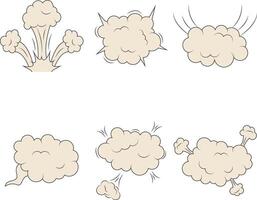 Set of Comics Explosion Clouds On White Background. vector