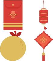 Set of Cute Chinese New Year Icon. Isolated Vector