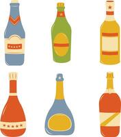 Set of Various Bottles Icons. Isolated On White Background vector