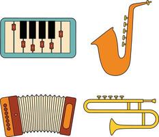 Musical Instruments Icon Set. Isolated On White Background vector