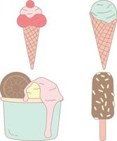 Ice Cream Yummy Icons. With Colorful Design. Vector Illustration Set.