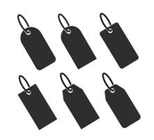 Set of blank paper price tag labels with cord vector illustration