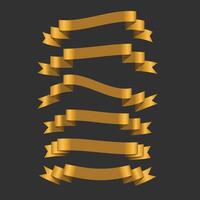 3d golden ribbons set of six vector