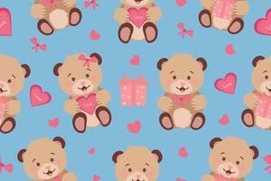 Seamless pattern with cute teddy bears. Wrapping paper, interior wallpaper, print, design template. Vector illustration. Vector