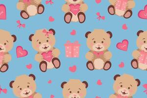 Seamless pattern with cute teddy bears. Wrapping paper, interior wallpaper, print, design template. Vector illustration. Vector