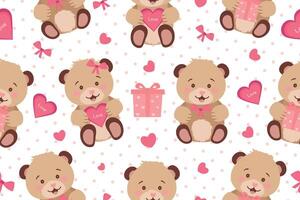 Seamless pattern with cute teddy bears. Wrapping paper, interior wallpaper, print, design template. Vector illustration. Vector