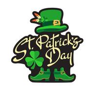 St. Patrick's Day. Hand-drawn lettering, leprechaun hat, shoes. Vector. vector