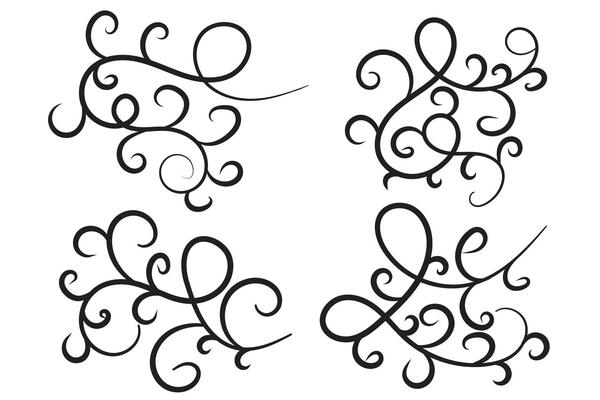 set of Vintage Filigree swirling, Calligraphy Doodle wind Decorative Elements, curly thin line Floral style swings swashes, Flourishes Swirls, flourish Swirl ornament vector, Elegant scroll design