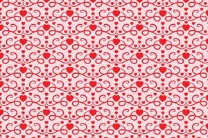 Red love romantic texture valentines day, abstract hearts Swirls pattern, curly heart repeating background, Flourishes Swirling romance seamless wrapping paper, lovely Elegant Digital fabric vector