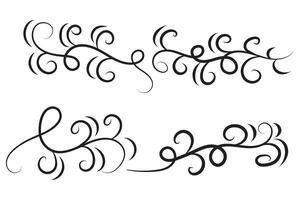 set of Vintage Filigree swirling, Calligraphy Doodle wind Decorative Elements, curly thin line Floral style swings swashes, Flourishes Swirls, flourish Swirl ornament vector, Elegant scroll design vector