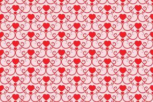 Red love romantic texture valentines day, abstract hearts Swirls pattern, curly heart repeating background, Flourishes Swirling romance seamless wrapping paper, lovely Elegant Digital fabric vector