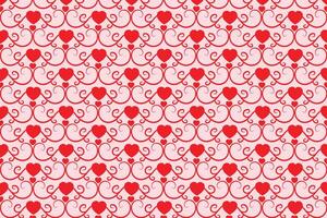 Red love romantic texture valentines day, abstract hearts Swirls pattern, curly heart repeating background, Flourishes Swirling romance seamless wrapping paper, lovely Elegant Digital fabric vector