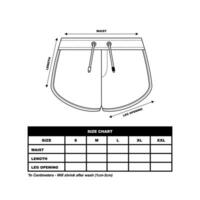 Short Pants Size Chart, sweat Shorts fashion flat template, Sportswear unisex chart size vector