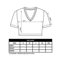 Crew neck crop top women's t-shirt Size Chart template drawing, basic t-shirt drawing vector