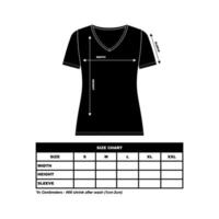 Short sleeve t shirt Size Chart, woman round, square and V neck. technical drawing fashion flat sketch vector illustration