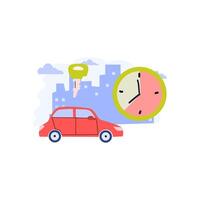 automobile vehicle and clock show time and key vector