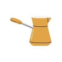 Jezve as Turkish Coffee Brewing Pot with Long Handle Vector Illustration