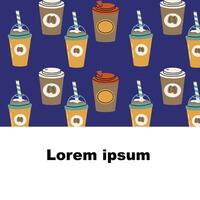 coffee cups cartoon background with copy space vector